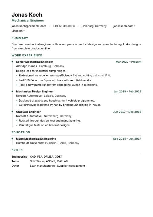 A CV in the Timeline layout, made by SikerCV.